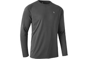 Rdruko Mens Quick Dry Long Sleeve Tops Breathable Running Sport Gym T Shirts UV Sun Protection Hiking Fishing Shirt
