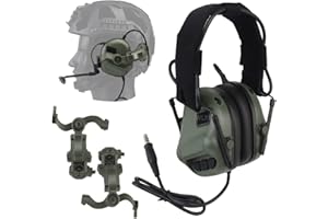 WLXW Cuffie Tattiche per Softair (Montate sulla Testa E sul Casco),Cuffie Militari con Cancellazione del Rumore per con Adattatore per Guida Tattica per Casco con Rotazione Multi-Angolo