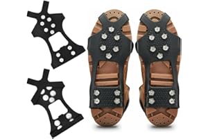 1 Paio di Ramponi da Ghiaccio, 10 Puntoni in Acciaio Antiscivolo per Scarponi da Trekking, Calzata Universale Taglia M per Escursionismo Invernale, Camminate sulla Neve e sul Ghiaccio