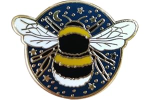 QUREZA Bumblebee Badge Star and Moon Brooch Artist Shiny Jewelry Art Student Graduation Souvenir Gift Star Bee Brooch Drip Oil Painted Enamel Pin Suitable for Hat Jacket Canvas Bag, Metal, no gemstone