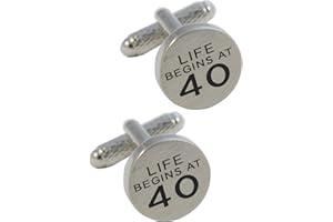 COLLAR AND CUFFS LONDON - Gemelli Di ALTA QUALITÀ e SCATOLA REGALO - Life Begins at 40 - Ottone - 40 Anni - Colori Argento e Nero