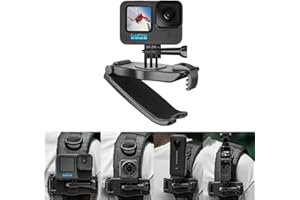 UBEIYI Support de sac à dos compatible avec GoPro, DJI Action 2, Osmo Pocket 2, Insta360 ONE X2, pivotant à 360 °, clip de fixation universel pour caméras d'action