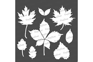 CrafTreat Leaves Stencils for Painting on Wood Reusable - Autumn Leaves - 6X6 Inches - Leaf Art Stencils for Fabric Painting - Fall Leaf Stencils for Painting Walls and Furniture