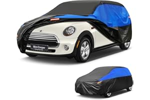 GUNHYI Housse Voiture Imperméable Respirante, Bâche de Couverture pour Mini Cooper 2door F56 F57 F66 R52 R57, Bleu NoirGarage Complet de Voiture pour la Pluie Soleil Poussière Protection.