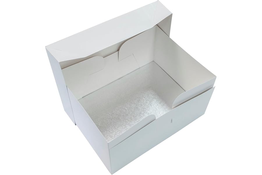 Culpitt 16" x 12" Cake Board & White Cake Box Combo, Oblong Silver Fern Cake Drum With Matching Box, 0.5'' (13mm) Thick, Rectangular Cake Transport, 406 x 304mm - Single Pack
