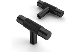 Amerdeco Pack of 10 T-Bar Furniture Knobs Black Cabinet Knobs & Drawer Knobs for Cupboards, Doors & Dressers