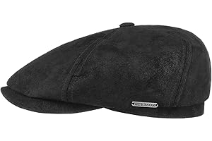 Stetson McCook Berretto in Pelle Vintage - Unisex - Coppola in Pelle (suino, Velluto) - Berretto con Visiera Foderato in Cotone - Estate/Inverno