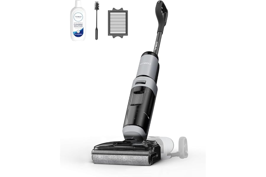 Tineco FLOOR ONE i5 Stretch Vacuum Cleaner, 20000Pa Powerful, Vacuums and Washes Together, 180° Flat Design, Anti-Tangle, Edge Cleaning, 30 Min Autonomy, Large Tanks