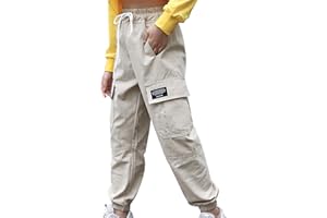 Aislor Pantalons Cargo Fille Garcon Jogger Jogging Mode survêtement avec Multi-Poches Taille Elastique 3-14 Ans