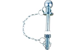 Pasador de remolque Ama Ball con cabeza Ø 50 mm: pasador de bola de remolque roscado de 190 mm, diámetro de cabeza de bola de 50 mm, cuerpo de 22 mm