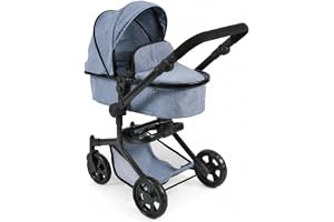 Bayer Chic 2000 – Dockvagn Mika, 2-i-1 kombidockvagn för barn från 4 till 8 år, jeans blå, 73 x 41 x 82 cm