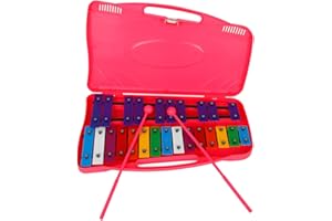 FUZHIK Glockenspiel Professional Diatonique 25 touches Métallophone, pour un instrument de musique, mise à niveau xylophone, avec deux marteaux, rose