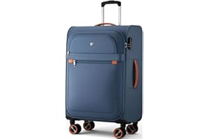 ABISTAB Weichschalenkoffer mittelgroß 66x44x28cm - Stoff Koffer Trolley - Leicht Reisekoffer mit 4 Rollen & Zahlenschloss, Handgepäck Koffer, 77 Liter, Blau