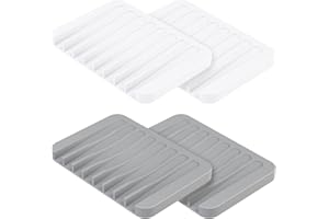 MOGADEE® Silikonowa mydelniczka, 4 sztuki, z odpływem, uchwyt na mydło do łazienki, pod prysznic, antypoślizgowa konstrukcja, mydelniczka do łazienki, kuchni