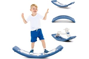 ARKYOMI Kids 4-in-1 Multifunctional Balance Board Rocking Seasaw Sensory Training Large Rocking Board Balance Training Equipment Children Indoor Outdoor Activity Toy