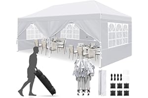Leadyeah Gazebo 3x6m with 4 Sidewalls and 2 Doors, Heavy Duty Commercial Pop up Gazebo, UPF50+ Protection, 100% Waterproof, Wheeled bag, Ideal for Patio Parties Garage & Outdoor Event White