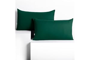 DecoKing Set med 2 örngott 50 x 60 * 2 i 100% kammad bomull med dragkedja, färg Flaskgrön, Amber