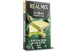 REALMIX chocolate blanco Dubái directamente desde Dubái EAU | Auténtico chocolate con leche Dubái con pistachos y relleno de Kunafa | Fabricado en Dubái E.A.U. | (Mini, White Chocolate)