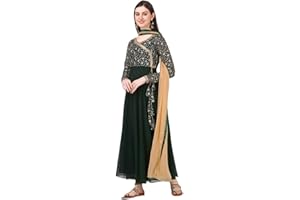Estationeryhouse Damen Georgette Anarkali Kurta Kurti mit schwerer Stickerei mit kontrastierendem Dupatta (Hose nicht im Lieferumfang enthalten)