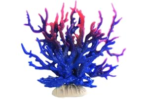 Hapihom Piante artificiali per acquario, simulazione ornamento in silicone corallo artificiale albero mare acquario acquario decorazione paesaggistica blu viola