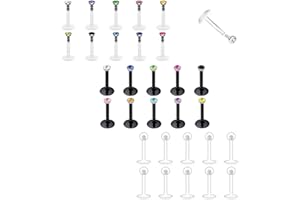 D.Bella 16G Lippenpiercing Stecker Retainer Durchsichtig Plastik Labret Ring Retainer Flexible Bioflex Ohrstecker Tragus Helix Daith Piercing Retainer Kunststtoff Cartilage Ohrpiercing