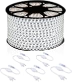 Striscia LED 220V 20 Metri Bianco Freddo 6500K – SMD 5050, Impermeabile IP65, Flessibile Per Interni/Esterni