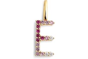 SINGULARU - Charm Letter Spark Sakura. Colgante en Plata de Ley con Acabado en Baño Oro de 18Kt y Circonitas Joyas Para Mujer. Letras A - Z