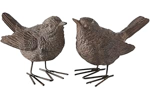 BOLTZE Statuetta a forma di uccello, in resina sintetica, colore marrone anticato, 1 pezzo assortito, altezza circa 6 cm