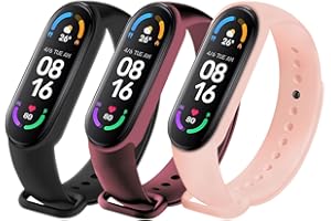 MANTOLO 3 sztuki bransoletek kompatybilnych z Xiaomi Mi Band 7 / Xiaomi Mi Band 6 / Xiaomi Mi Band 5 / Amazfit Band 5, miękki silikon, zapasowy pasek dla kobiet i mężczyzn