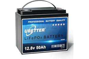 UBETTER 12V 50Ah LiFePO4 Batterie, 12V Lithiumbatterie mit 50A BMS, Max. 640Wh mit 4000+ Zyklen Deep Cycle, Unterstützung in Serie/Parallel, perfekt für Innen und Außen, Solarstromanlagen, RV, Camper