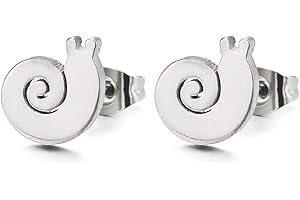 COOLSTEELANDBEYOND Piccolo Spirale Lumaca Orecchini da Donna, Orecchini a Lobo, Acciaio Inossidabile, Carino, 2 Pezzi