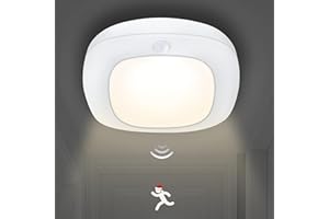 aurogeek Motion Sensor Ceiling Light LED: Battery Operated Bright Activated Indoor Outdoor Wall Lights for Shed Loft Porch Toilet Garage Stair Hallway Cupboard 250LM(Battery Not Included)