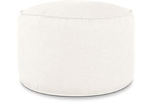 EVERGREENWEB MATERASSI & BEDS EVERGREENWEB Pouf Rotondo Ø 80 cm - Pouf poggiapiedi Interno ed Esterno Elegante per Giardino, Sgabello Salotto, Balcone - Tessuto di alta Qualità - Outdoor & Indoor- Made in Italy - Bianco