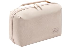 Kaxich Travel Electronics Organizer, Electronics Accessories Bag Portable Cable Organizer Case Waterproof Universal for Adapters Memory Cards, USB Cables (Beige)