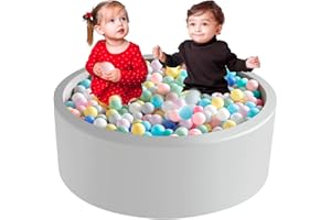 Aunekiv Bällebad für Baby ab 1 Jahr, Rundes Weiches Bällebad ohne Bälle, Schaumstoff Bällebad Kinder, 120x40 cm Bällepool Ballgruben Spielzeug für Kleinkinder, Grau