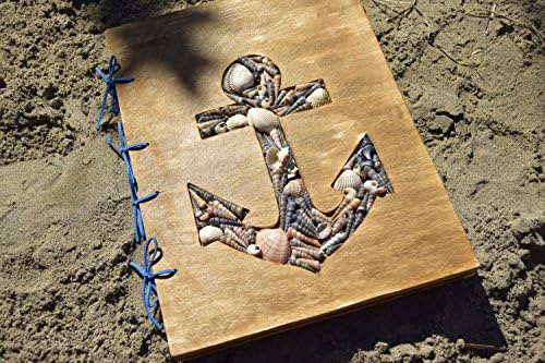 Wedding Guest Book Anchor Book Seashell Decor Nautical Book Travel Album Kids Photo Album Personalized Book Boys Nursery Decor Beach Decor Wood Book Guestbook Rustic Book