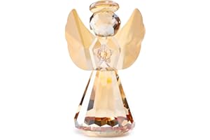 MOVDYKA Crystal Guardian Angel Gifts for Women Collectible Ornaments, Glass Angel Figurine Decor for Home, Handmade Praying Christmas Memorial Keepsake for Her (Gold)