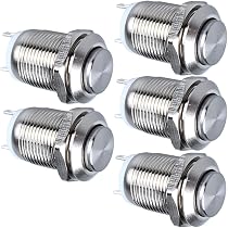 Pulsante Rotondo Precablato 12mm - 3 Pezzi In Acciaio Inossidabile, Interruttore Autobloccante 220V, Per Quadro Elettrico, PC, Auto, Barca