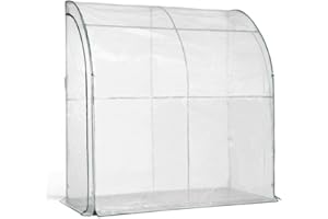 TERRE JARDIN - Serre de Jardin 4 Saisons - Serre Adossée d'Hivernage 2 x 2 x 1 m - Bâche Imperméable Renforcée - Anti-intempéries, Antigel, Anti-UV - Structure en Acier Robuste - Légumes Plantes