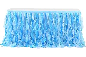 MeiYeAE Tüll Tischrock mit Rüschen Tischdecke Chiffon Tütü Tischröcke 183 cm*77cm Party Deko für Geburtstag Baby Party Candy Party Hochzeit Weihnachten Regenbogen Parteien Dekoration 6#