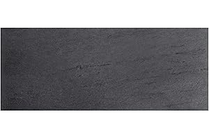 Wallario Glasbild Schwarze Schiefertafel Optik - Steintafel - 50 x 125 cm Wandbilder Glas in Premium-Qualität: Brillante Farben, freischwebende Optik