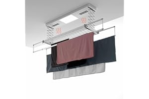 foxydry Pro podgrzewany wieszak na ubrania, suszarka do ubrań zdalnie sterowana z ciepłą wentylacją aluminium i stali do pościeli 122 x 52x30 cm (120)