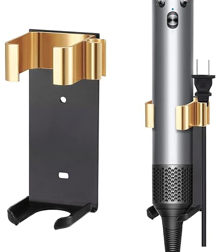 Montaggio Senza Trapano Porta Asciugacapelli Da Muro AIRUJIA - Supporto Universale Per Styling Con Gancio Cavi, Senza Trapano Organizer Capelli