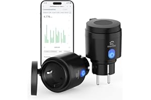 EIGHTREE Prise Connectée Extérieure 16A (Type F), Prise Etanche IP44, Programmateur Prise Extérieur, Contrôle Vocal et à Distance, Monitorage de Consommation, Compatible Alexa/Google/SmartThings