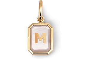 SINGULARU - Charm personnalisé Lettre Nacre. Initiales en laiton plaqué or 18 carats, pendentif avec lettre et détails en nacre. Bijoux pour femmes. Lettres A-Z
