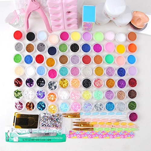Coscelia Acryl Nagelset Acrylic Nageldesign Kits Acryl Starterset 54tlg Pailette Acrylpulver Dekorationset Muttertag Geschenk - 2