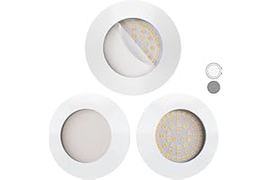 ‎SCANDINAVIAN HOME LYSEA Scandinavian home Set of 3 LED Recessed Spotlights Dimmable WarmDim 60 mm - 70 mm I Suitable for Bathroom I Warm White 230 V CRI 90 5.6 W 500 lm 3300 K 68 mm I Matte White with Frosted Glass I LED Spot Flat