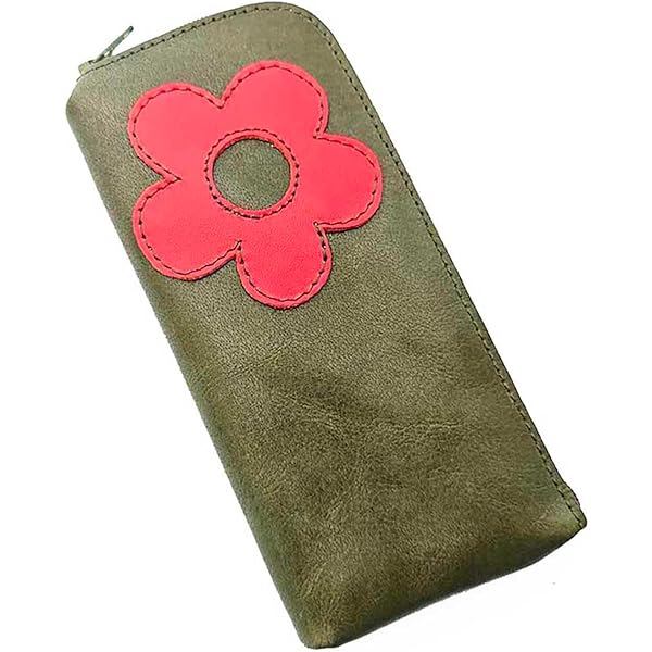 Pitillera De Cuero Pitillera De Piel Morada Con Flor Hecha En