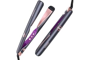 LANDOT 2-in-1 Hair Straighteners and Curler with Twisted Plates for Effortless Curls, Ceramic Ionic, Adjustable Temp 120-230°C, Dual Voltage for Travel