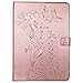 Produktbild Billionn Neu iPad 9.7 Zoll 2018/2017 hülle, Schönheit Schmetterlinge Katzen Geprägte Muster Leder Mappen Kasten mit 4-Karten-Slots und bequeme Ständer für Apple iPad 9.7 2018/2017,Rose Gold